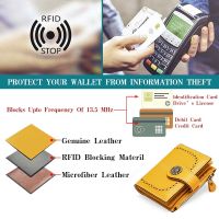 SENDEFN กระเป๋าเก็บบัตรหนังสองพับกระเป๋าเงินผู้หญิงขนาดเล็กหรูหราซิปปิดกั้น RFID กระเป๋าใส่เหรียญมีช่องใส่บัตร16ช่องแบบสั้น5215