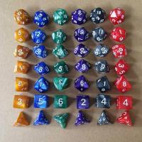 7ชิ้นเกมลูกเต๋าหลายด้านหลายสีสำหรับ D12 D20 RPG DND RPG MTG D10 D8 D6เกมตาราง D4