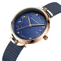 New Arrivial MIYOTA 2035 Quart Movement Design Wristwatches Rose Gold Blue Stainless Steel Rhinestones Watches For Women