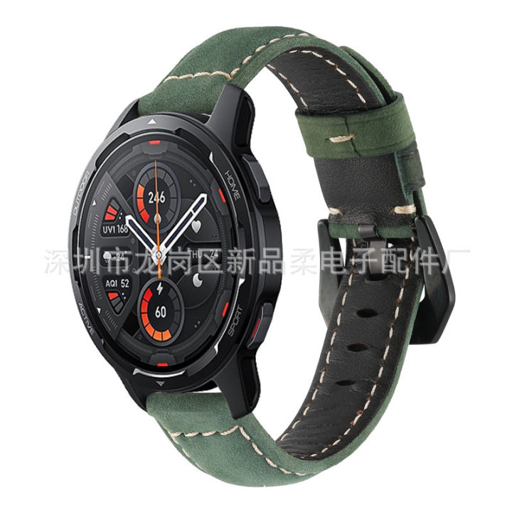 เหมาะสำหรับ-xiaomi-watch-color-2-สายนาฬิกาสายนาฬิกาหนังแท้ฝ้าชั้นแรกสายข้อมือหนังวัวแท้-22mm-สายนาฬิกา