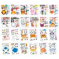 Make a Face Sticker Sheet Party Favors Cute Stickers Anti Fade Mix and Match Reusable Portable PVC Safe Kids Products Animal Stickers for Kids Girls Boys Children Students apposite