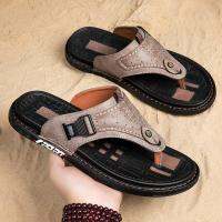 Summer Leather Men Flip Flops Outside Men Slippers Size 38-45