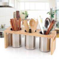 304 stainless steel wooden chopstick fork spoon barrel storage rack basket frame cage box table ware decoration household drain