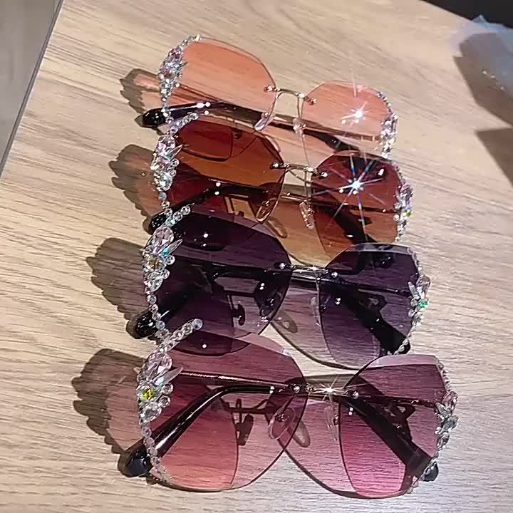 Fashion ]2023 New Fashion Rhinestone Sunglasses for Women Sunglasses for a  Slim Look Trendy Sun Protection UV Protection Korean-Style Glasses