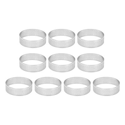 10Pcs Circular Tart Rings with Holes Fruit Pie Quiches Cake Mousse Kitchen Baking Mould Perforated Cake Mousse Ring