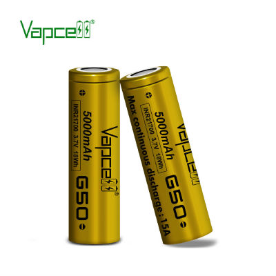 ถ่านชาร์จ Vapcell G50 INR21700 5000mAh 15A 3.7V แพค 2 ก้อน ของแท้ยกชุด