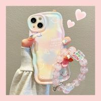 เคสโทรศัพท์ลายคลื่นเคสสำหรับ Apple iPhone โทรศัพท์ TPU แบบน่มใบหน้าย้อมสีรักยิ้ม15 14 13 12 11 X XS XR Pro Max Plus ทันสมัยฝาหลังจาก GGQcase