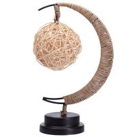 LED Night Lamp Stars Moon Light Rattan Ball Children Birthday Gift Handmade Jute rope USB Wrought Iron Table Light