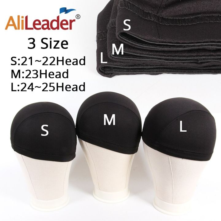 alileader-หมวกตาข่ายสานสีดำสีเบจยืดได้สีบลอนด์ระบายอากาศหมวกวิกรูปโดมสแปนเด็กซ์วิกสำหรับทำ-s-m-l