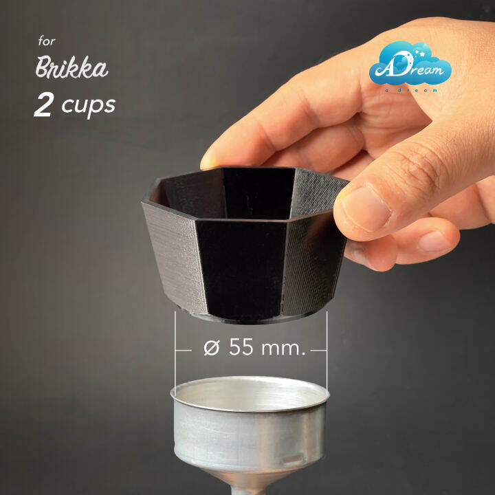 brikka-2-cups-แหวนกรอกกาแฟ-dosing-ring-กรวยกรอกกาแฟ-สำหรับ-mokapot-bialetti-brikka-2-cups