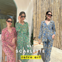 THONGYOY - Set scarlette retro art เซ็ทกางเกงผ้านุ่ม เซ็ทกางเกงลายดอก เซ็ทกางเกงเอวยืด