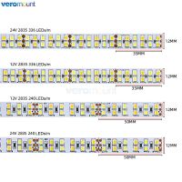 ไฟ LED สองแถว12V 24V 240Leds/M 336Leds/M 5M ไฟแถบไฟ LED SMD 2835 CCT สีขาวแบบคู่เทป LED ยืดหยุ่นสีอุณหภูมิปรับได้