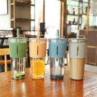 700ML Straw Cup Plastic Leakproof Water Bottle with Straw Lid Reusable Large Capacity Couple Cup Fashion Drinking Cup