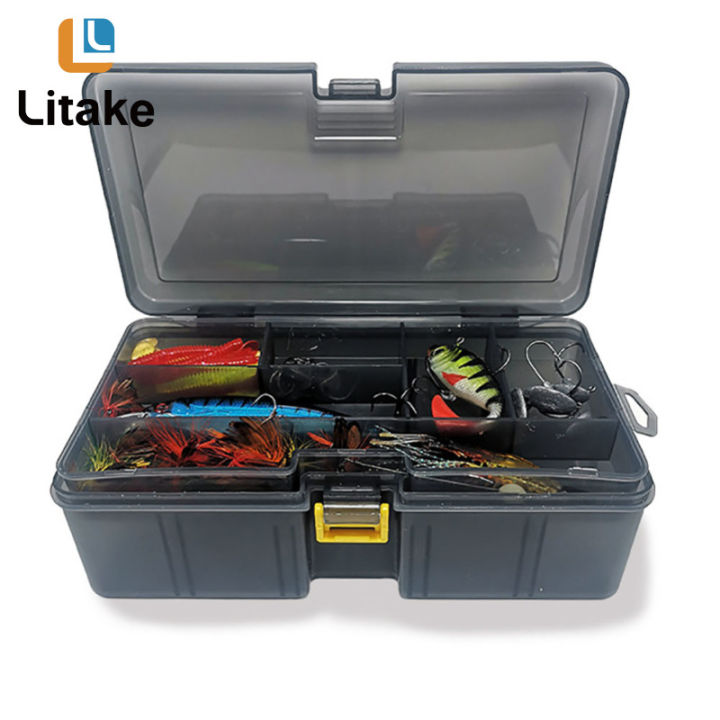 กล่องใส่อุปกรณ์ตกปลาแบบถอดได้2ชั้น-lb-กล่องจัดเหยื่อตกปลาแบบปรับได้อุปกรณ์ตกปลาสำหรับเหยื่อปลอม