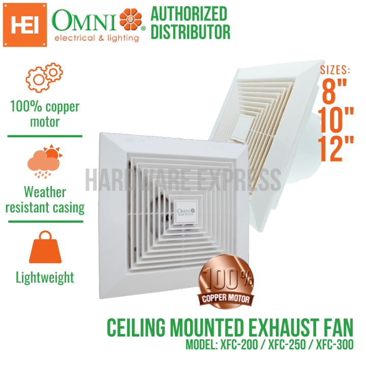 Omni Ceiling Mounted Exhaust Fan 8 inch / 10 inch / 12 inch (XFC-200 ...