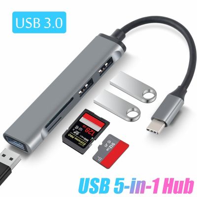 Tipe C HUB USB HUB USB 3.0 USB 2.0 TF / SD 5 Port Multi Splitter OTG untuk Lenovo HUAWEI Xiaomi Paduan Aluminium USB 3.0 Hub untuk PC