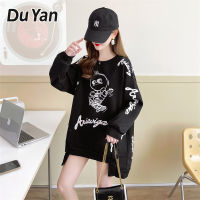 Du Yan เสื้อสเวตเตอร์ยาวปานกลางสำหรับคนขี้เกียจบางและหลวม