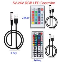 【♘COD Free Cas♘】 yulibu74040703 ตัวควบคุม Led Rgb 5V 12V 24V Usb Rgb ตัวควบคุมไฟ Led 12V 3 24 44คีย์ไออาร์อาร์เอฟควบคุมระยะไกลสำหรับแถบไฟ Led