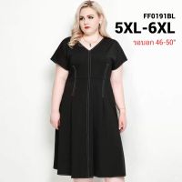 ชุดเดรสไซส์ใหญ่ 5XL-6XL เดรสสไตล์ยุโรป เดรสคนอ้วน สาวอวบ เดรสสีดำ FF0191BL