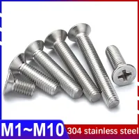 2 M3 M3.5 M4 M6 M8 M10ยาวข้าม Countersunk หัวสกรูกม. เครื่องหัวแบนเครื่องฟันฟิลลิปส์สายฟ้าทั้งหมด304สแตนเลส