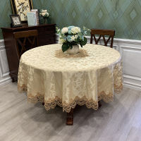 Luxury Round Table Cloth European Lace Jacquard Satin Table Cover for Home Wedding Banquet Party Furniture Cover Home Tablecloth