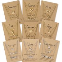 The new 12 zodiac alphabetic character set auger three-piece necklace wish amazon cross-border card necklace