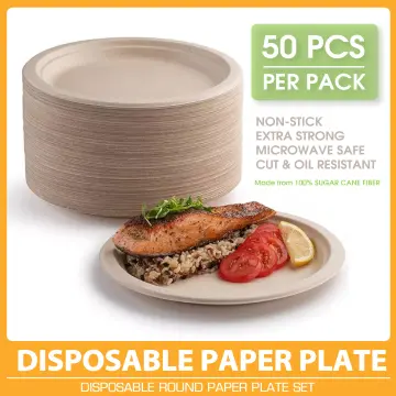 100% Compostable 9 Inch Paper Plates [125-Pack] Heavy-Duty Plate, Natu –  Kreative World Online