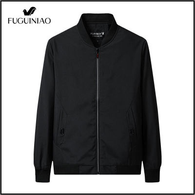 Fuguiniaoเสื้อแจ็คเก็ตแฟชั่นสำหรับผู้ชาย,ใหม่เสื้อแจ็คเก็ตใส่สบายน้ำหนักเบาเสื้อคลุมสำหรับใส่ทำกิจกรรมนอกบ้านปี2020 ()