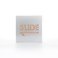 ป้าย Slide ซ้าย (อลูมิเนียมประกบไม้แบบหนา)