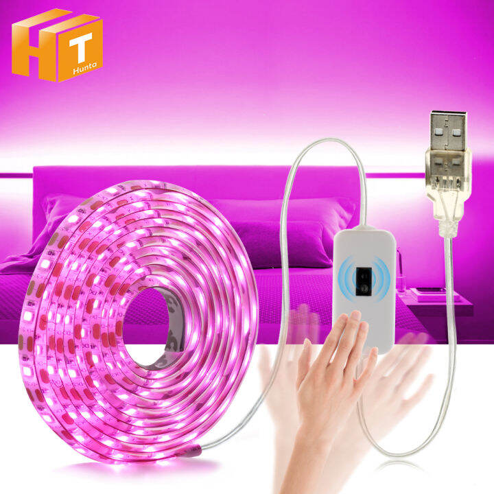 5v-2835-usb-led-strip-light-touch-switch-hand-sweep-cabinet-lights-1m-2m-3m-pink-ice-blue-warm-white-white-fairy-light