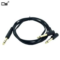 Guitar Y Cable 5 Feet Gold Plated 6.35mm Male TRS Stereo to Dual 2 x 6.35mm Male TS Mono Right Angle Y Splitter Audio Cable 1.5m Wires  Leads Adapters