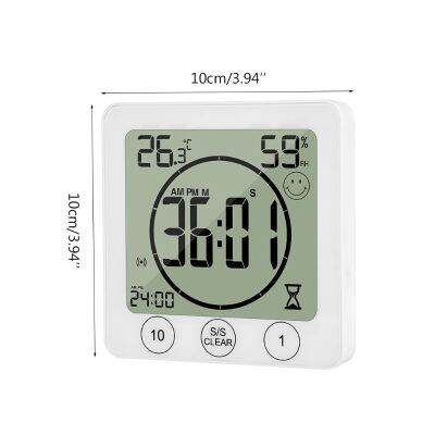 LCD ห้องอาบน้ำนาฬิกาแขวนอุณหภูมิความชื้นนับถอยหลังจับเวลาอาบน้ำกันน้ำ