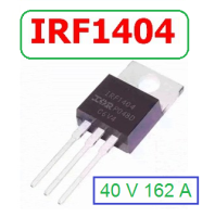 2 Pcs. Power  MOSFET IRF1404 (Vdss=40V, Rds(on)=0.004ohm, Id=162A)