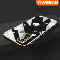 YIWESAN เคสสำหรับ Tecno Spark 7 Pro Spark 7T Spark 10 Pro เคสการ์ตูนแพนด้าน่ารักลายข้าวปั้นกรอบสี่เหลี่ยมใหม่กรอบชุบซิลิกาเจลนิ่มกันกระแทกเคสมือถือฝาครอบป้องกันเลนส์กล้องถ่ายรูปทั้งหมด