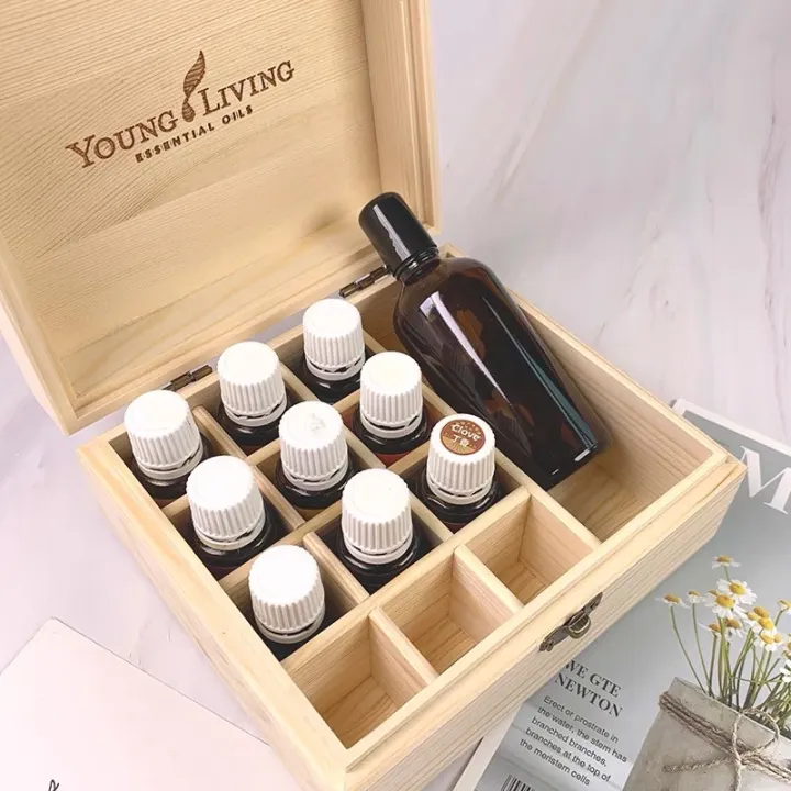 Doterra YL Essential oil Wooden Boxes Storage 12+1 Grids Container