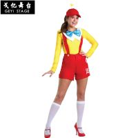 Girls Circus Halloween Clown Cosplay Costumes McDonald Waitress Fancy Dress Overalls Woman Carnival Party Supplies Purim