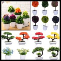 BGHTFF 1 Set สีสัน เครื่องประดับเดสก์ท็อป ต้นสน Topiary พืชเหมือนจริง บอนไซประดิษฐ์ ของตกแต่งบ้าน กระถางจำลอง