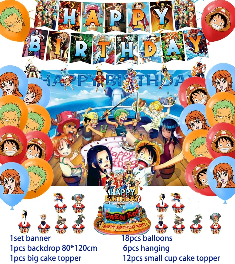 Happy Birthday Cake Topper for Anime Theme Black Glitter Boy Girl Party  Decorations - Anime party Decorations Supplies - Walmart.com