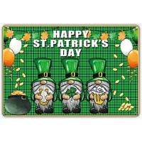 แฮปปี้ St.patrick ป้ายวันโคลเวอร์สี่ใบของคำพังเพย Leprechaun ลายสก๊อตสีเขียวบาร์ผับโรงรถรับประทานอาหารคาเฟ่ของตกแต่งผนังบ้าน8X12นิ้ว