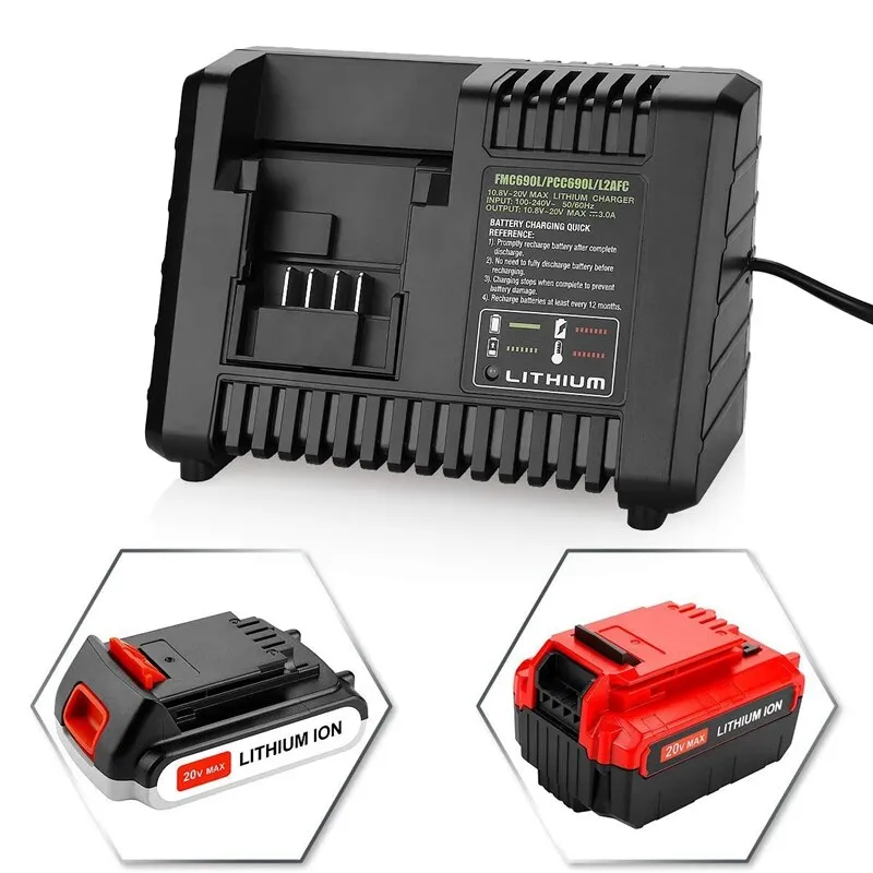 Black & Decker/porter Cable/stanley 18v/20v Lithium Battery Charger  Pcc690l/fmc690l/l2afc Li-ion Batteries Adapters