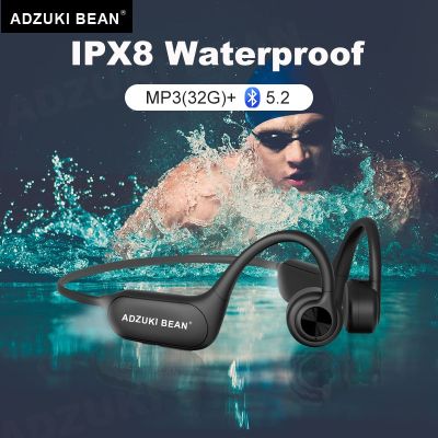 Adzuki หูฟังบลูทูธกันน้ำ,หูฟังรูปทรงกระดูกหูฟังกันน้ำ IPX8 MP3ชุดหูฟังไร้สายสระว่ายน้ำขนาด32กรัม