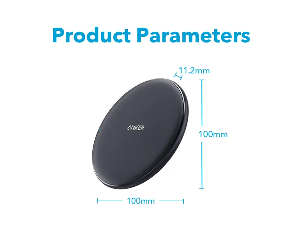 313 Anker Wireless Charger (Pad), Qi-Certified 10W Max for iPhone 14/14  Pro/14 Pro Max/13/13 Pro Max, AirPods (No AC Adapter, Not Compatible with