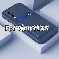 เคสโทรศัพท์ TPU สี่เหลี่ยมสำหรับ Vivo Y17S Y 17 S Y17 S Y27 VIvoY27 VivoY17S ป้องกันกล้องแฟชั่นคู่ช่องเสียบบัตรปลอกด้านหลังนิ่มกันกระแทก