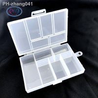 1pc 12cmx8cmx1.7cm Transparent Rectangle 6 Grids Storage Boxes For Buttons Beads Medicine Containers Case