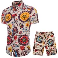 Ready Stock?? Foreign trade 2023 Chinese style summer linen suit mens cotton and linen short-sleeved shirt plus size shorts l two-piece set