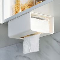 [COD] Upside-down kitchen tissue box punch-free wall-mounted bathroom toilet paper