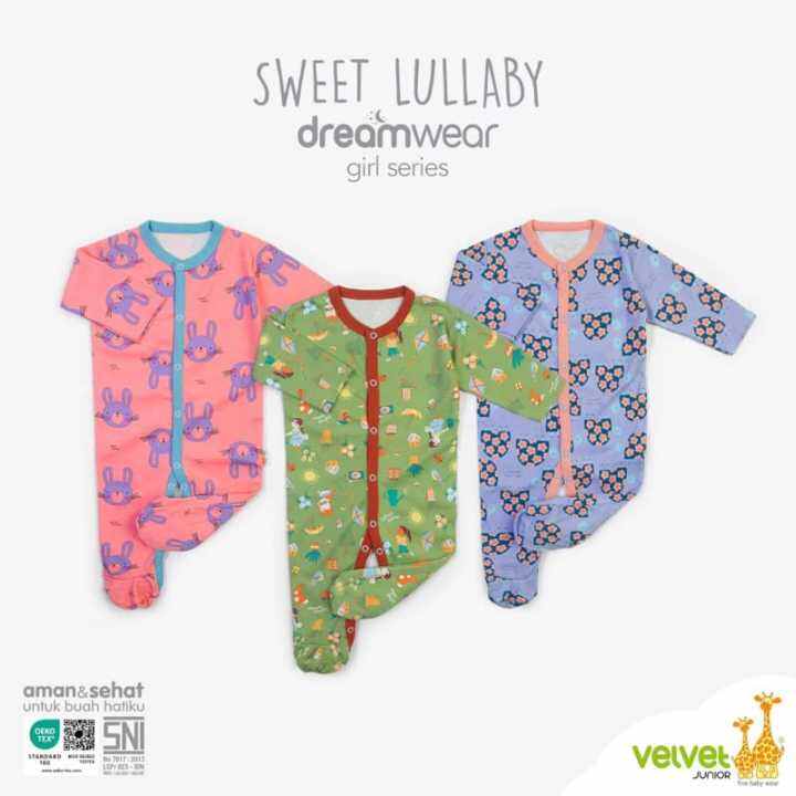Sleepsuit sleepwear dreamwear velvet junior motif girl series sweet