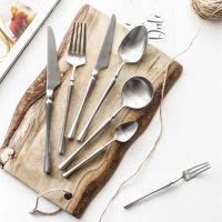 Japanese Style Brushed 304 Stainless Steel Western Tableware Steak Cutlery Spoon Dessert Fruit Fork Coffee Spoon Cutlery Set