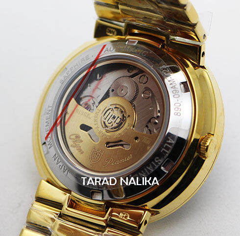 นาฬิกา-olym-pianus-sportmaster-automatic-sapphire-8909am-434-เรือนทอง-หน้าปัดดำ