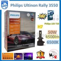 Philips หลอดไฟหน้ารถยนต์ Ultinon Rally 3550 LED 50W 4500lumens H7 แถมฟรี Philips Philips LED T10 แท้ 100% รับประกัน 1 ปี จัดส่ง ฟรี